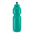 A drink bottle in a vibrant teal color, featuring a screw-top lid and a squeeze design suitable for easy dispensing.