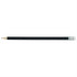 A grey-lead HB pencil with a black body and silver detailing at the tip.