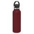 A drink bottle in deep red with a carry lid and metal accent, featuring a handle for easy transport.