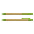 A Kraft Pen featuring a brown paper barrel and green plastic details. The pen has a logo on its surface.