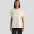 A light yellow T-shirt with short sleeves and a relaxed fit, featuring a logo on it.