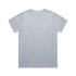 A light blue t-shirt with a simple design and a logo on the back.