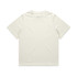 A plain cream heavy T-shirt with short sleeves and a regular fit, featuring a logo on the label.