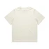 A plain cream heavy T-shirt with short sleeves and a regular fit, featuring a logo on the label.