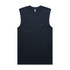 A black sleeveless tank top featuring a logo on the neck area, designed as a classic style singlet.