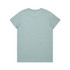 A light blue T-shirt with a crew neck and short sleeves, featuring a branding logo.