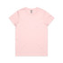 A pink t-shirt with a classic crew neckline and short sleeves, featuring a branding label.