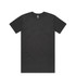 A dark grey T-shirt with a simple design and a logo on the label.