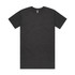 A dark grey T-shirt with short sleeves and a crew neck, featuring a logo on the inside label.