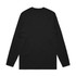 A black long-sleeve tee with a simple design and no visible branding, showing the back view.