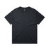 A black T-shirt with a simple design and short sleeves, featuring a logo.