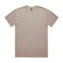 A heavy faded tee in a muted beige colour, featuring a relaxed fit and a simple design. It has a logo.