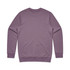 A back view of a premium crew sweater in a muted lavender colour, featuring long sleeves and a simple design.