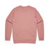 A pink jumper with a classic crew neck design, featuring long sleeves and a soft texture. It has a branding logo.
