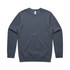 A dark teal sweater with long sleeves and a round neck, featuring a logo.