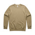 A beige jumper with long sleeves and a crew neckline, featuring a logo on the front.