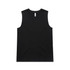 A black singlet tank top displayed flat, featuring a label and no visible branding.