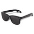 A drink bottle opener integrated into stylish black sunglasses, designed for leisure and outdoor activities.
