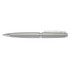 A metal pen featuring a sleek silver finish with a textured grip and a clip for convenience.