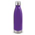 A drink bottle in a vibrant purple colour with a stainless steel base and a silver screw-top lid.
