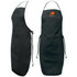 A black Ritz bib apron featuring a logo, with adjustable ties for a secure fit.