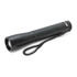 A black torch with a textured grip and a wrist strap, featuring a reflective lens at the front.