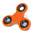 A fidget spinner in vibrant orange with black accents and three arms for spinning.