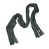 A Nebraska Cable Knit Scarf in a dark green color with frayed edges.