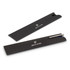 A metal pen in a black presentation case, featuring a silver clip and branding on the case.