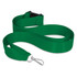 A green ribbon lanyard featuring a detachable clip and a smooth, flat design.