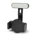 A black wireless charging phone holder with a sleek design and a reflective surface on top.