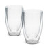 A double wall glass set featuring two clear glasses, designed with a sleek, modern shape.