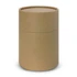 A cylindrical cardboard packaging in a brown kraft colour, featuring a removable lid.