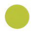 A round silicone jar opener in vibrant lime green, featuring a smooth surface and a logo at the centre.