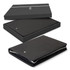 A black A5 portfolio with a zipper in an open black box, featuring a subtle logo.