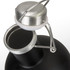 A drink bottle featuring a matte black finish and a stainless steel cap with a wire bail closure.
