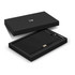 A black notebook and pen gift set displayed in an elegant black box featuring a logo.