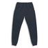 Navy unisex sweatpants with a drawstring waist and side pockets. Features a branding logo.