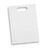 A large white die cut paper bag with a handle and no visible branding.