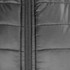 A black puffer jacket featuring a zip closure, showcasing its quilted texture and insulation design.