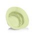 A light green nylon bucket hat with an inner lining, featuring a logo inside.