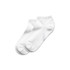 Two pairs of white ankle socks laid flat, featuring a plain design and soft fabric.