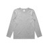 A light grey long-sleeve t-shirt featuring a round neckline and a logo.