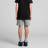 Youth stadium shorts in grey, designed for sports, featuring a branding logo.