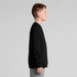 A black youth jumper displayed on a young model in profile, set against a plain background.