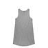A grey sleeveless dress with a rounded neckline and a relaxed fit. It features a simple design without embellishments.