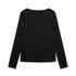 A black long-sleeve organic t-shirt featuring a simple design on the back and a logo.