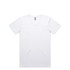 A white V-neck T-shirt with a logo on the neckline. It features a classic fit and short sleeves.