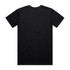 A black V-neck T-shirt displayed from the back, featuring a smooth fabric texture and no visible logo.