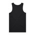 A black singlet with a simple design and no visible logos or branding. The back view highlights its sleeveless style.